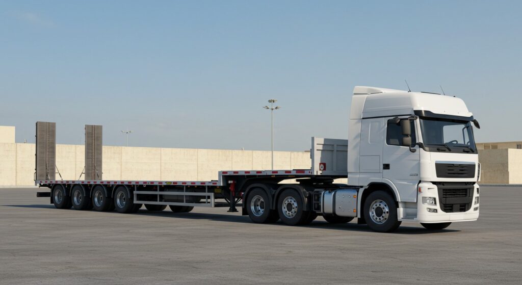 Flatbed trailer for industrial cargo